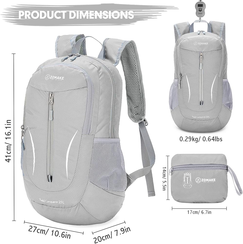 ZOMAKE Ultra-Lightweight Packable Backpack (25L)